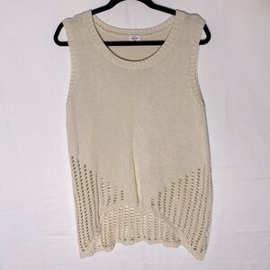 5/$25 Three Broke Sisters Sleeveless Sweater Ecru Cotton Blend Knit Sweater Vest